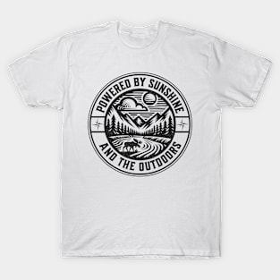 Powered by sunshine and the outdoors adventure logo T-Shirt